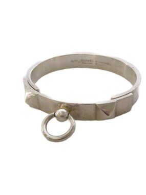 Hermes Collier de Chien Bangle Silver Color KH Bracelet
